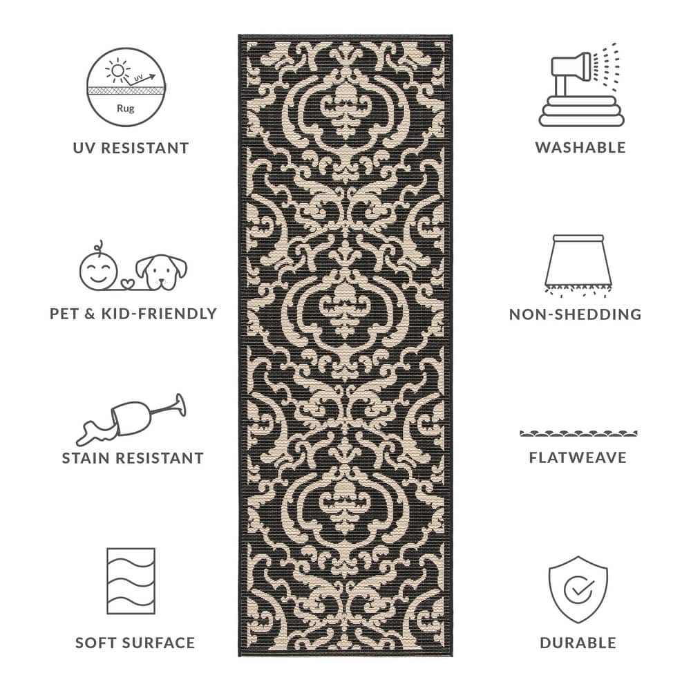 SAFAVIEH Courtyard Yosra Boho Indoor /Outdoor Waterproof Patio Backyard Rug