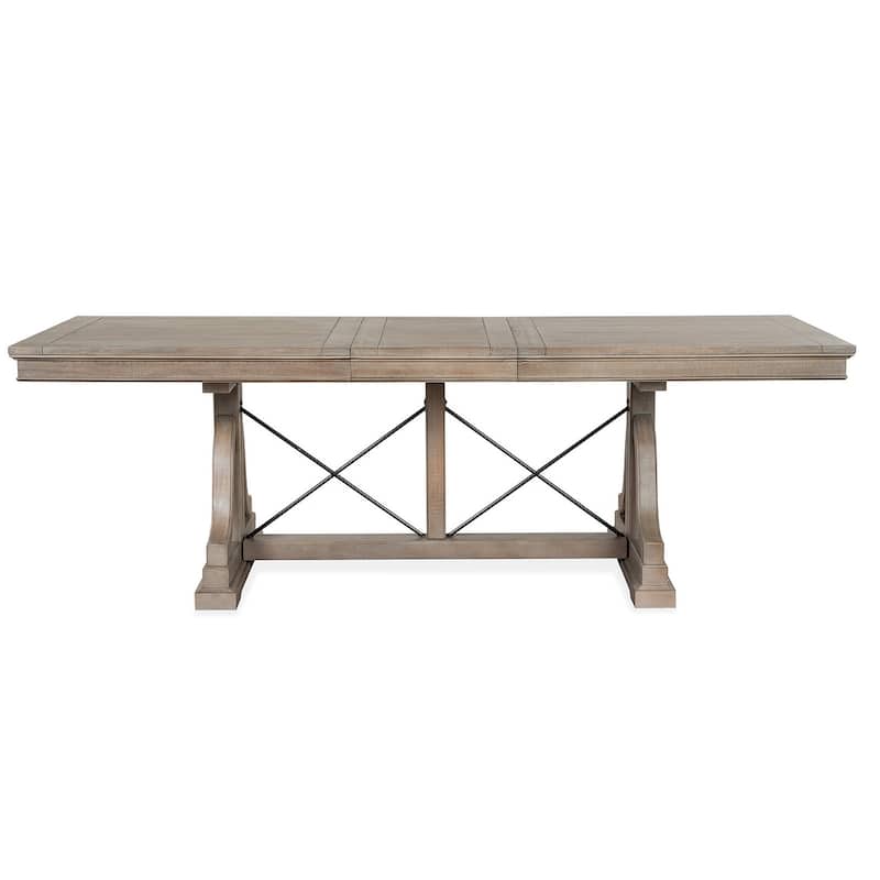 Magnussen Home Paxton Place Dovetail Grey Extendable Trestle Dining Table - 38''W x 72''D x 30''H