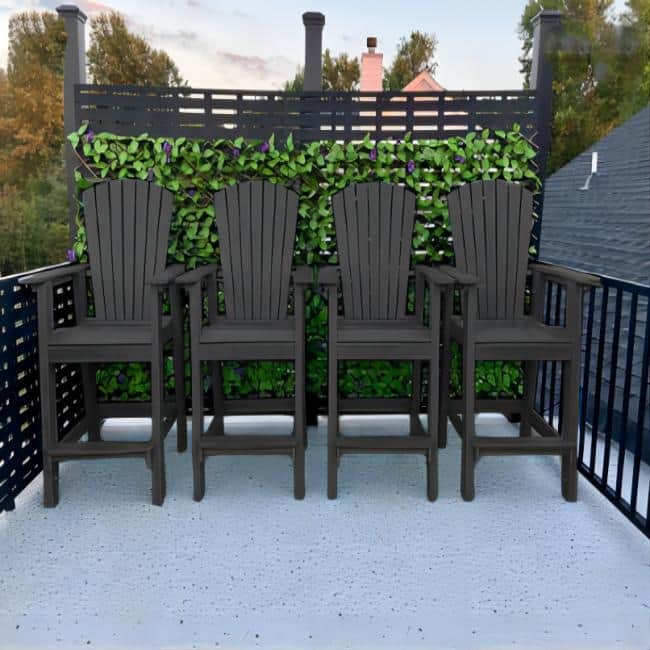 Modern Outdoor Bar Stools Set of 2 or 4 - with Ergonomic Adirondack Design, Durable HDPE Construction & Weather-Resistant - Grey- 4PCS