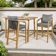 preview thumbnail 3 of 9, Javea Modern Coastal 3-Piece Acacia Wood Outdoor Bar Set with Cushions, by JONATHAN Y