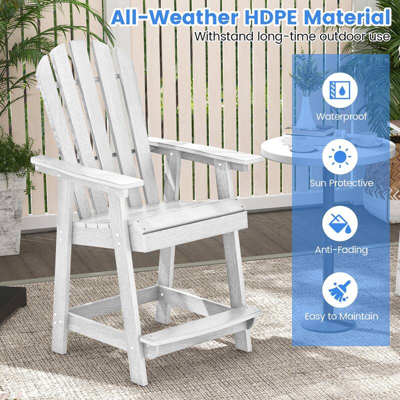 Gymax 2PCS Tall Bar Stool HDPE Chair w/ Armrest Footrest Home Indoor