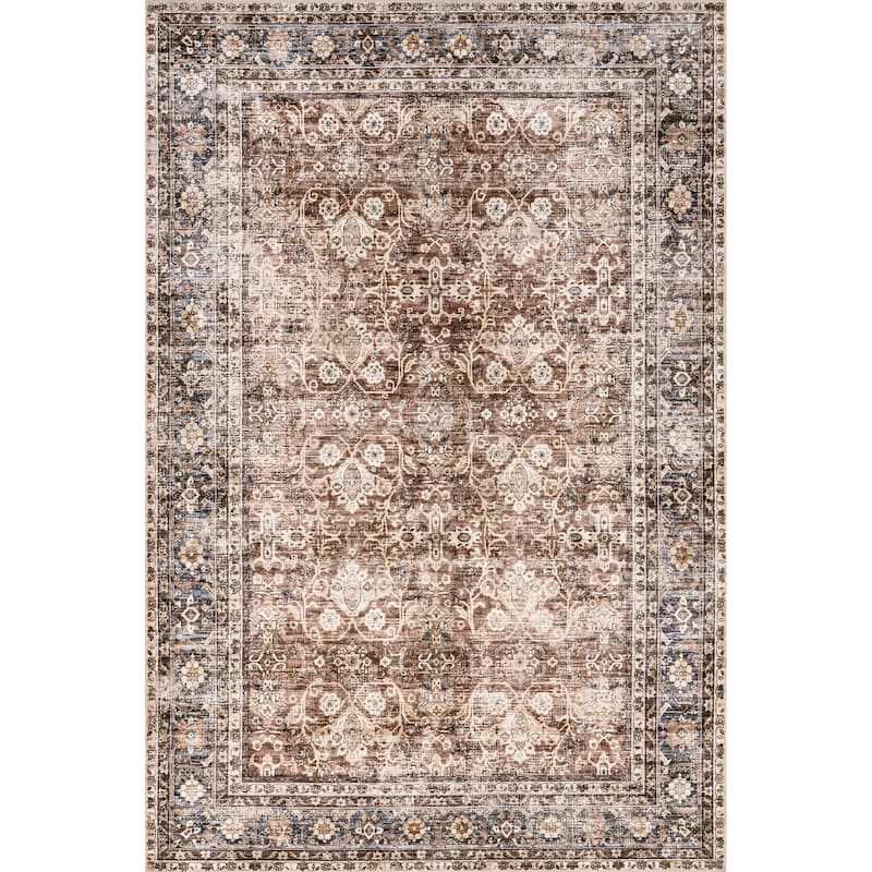 Nuloom Freesia Faded Floral SplashGuard Machine Washable Area Rug