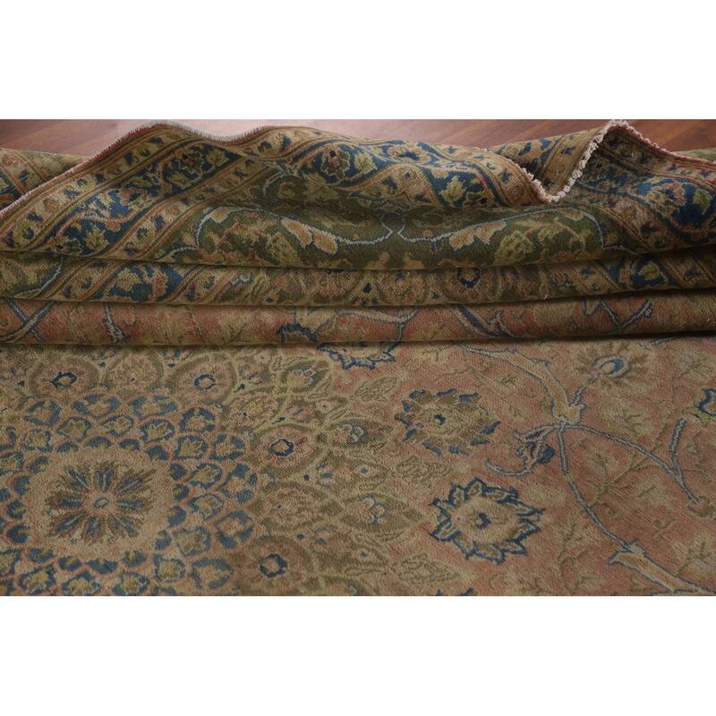 Hand Knotted Oriental 100% Wool Carpet Traditional Floral Pink Kashmar Area Rug - 12' 6'' X 9' 9''