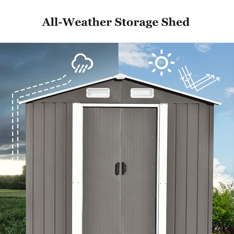 Patio Bike Shed Garden Shed, Metal Storage Shed with Lockable Door ...