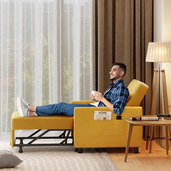 Chaise Lounge Single Bed Chair Sleeper Convertible Chair Bed, In