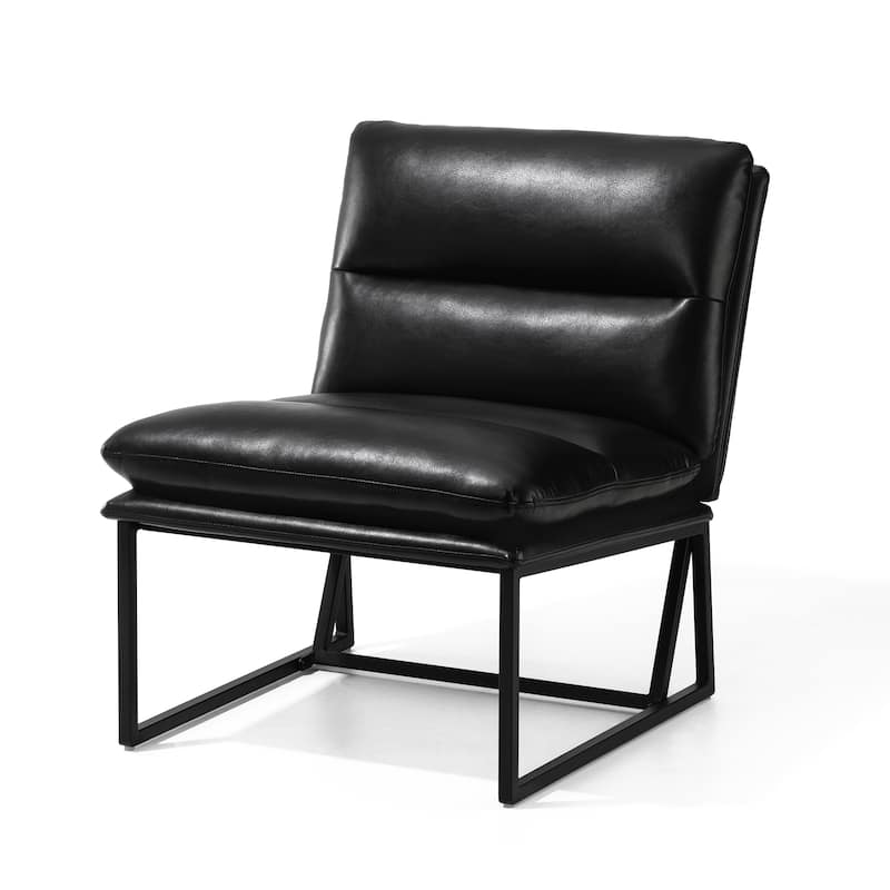 Glitzhome 30.25"H Modern Soft PU Leather Armless Accent Chair - Black