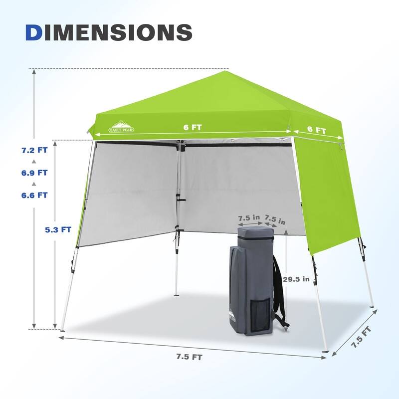 EAGLE PEAK Day Tripper 8x8 Aluminum Super-Lightweight Slant Leg Pop Up Canopy with 3 Removable Walls, Blue