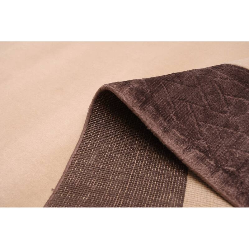 ECARPETGALLERY Hand Loomed Loreto Ivory Viscose, Wool Rug - 5'2 x 7'5