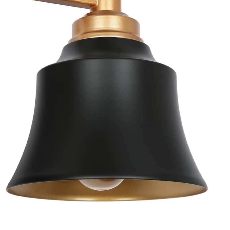 Mid-Century Modern 4-Light Bathroom Vanity Light Black Gold Wall Sconce - L 30"* W 7.5"* H 7"