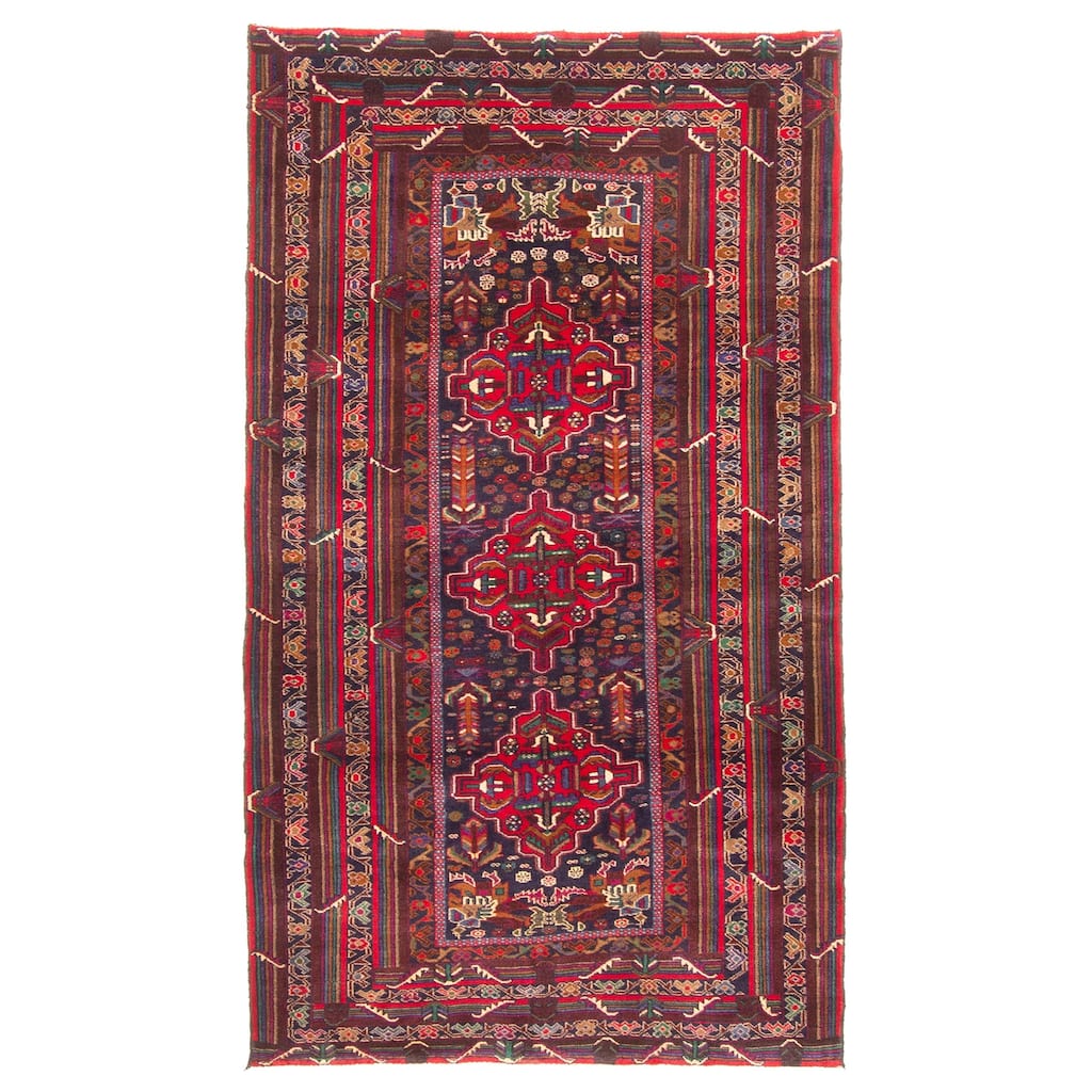 ECARPETGALLERY Hand-knotted Teimani Dark Navy Wool Rug - 3'5 x 6'3