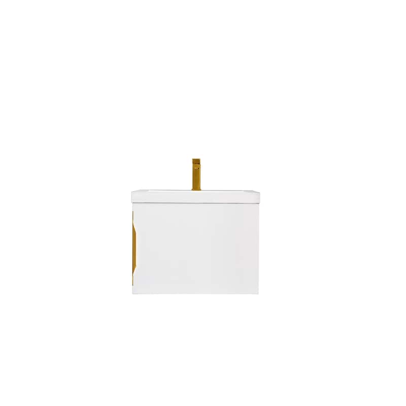 James Martin Vanities Columbia 24" Single Vanity with White Glossy Composite Stone Top - Painted/Glossy - Glossy White