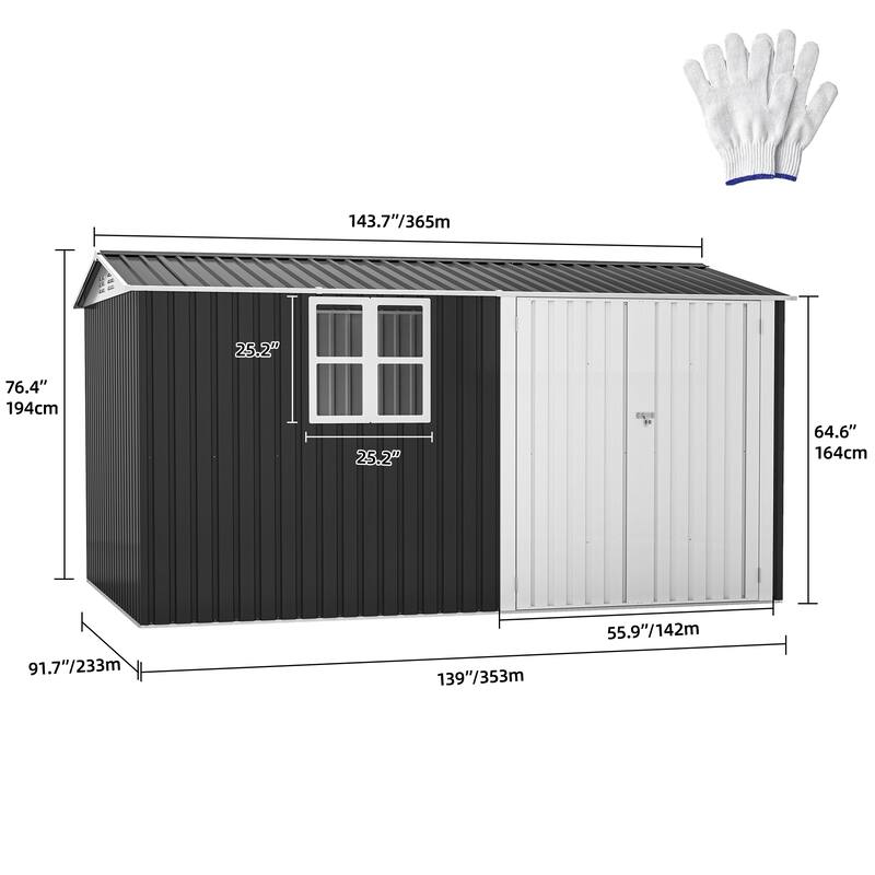 8 ft W x10/12ft D Large Tool Storage Shed with Window