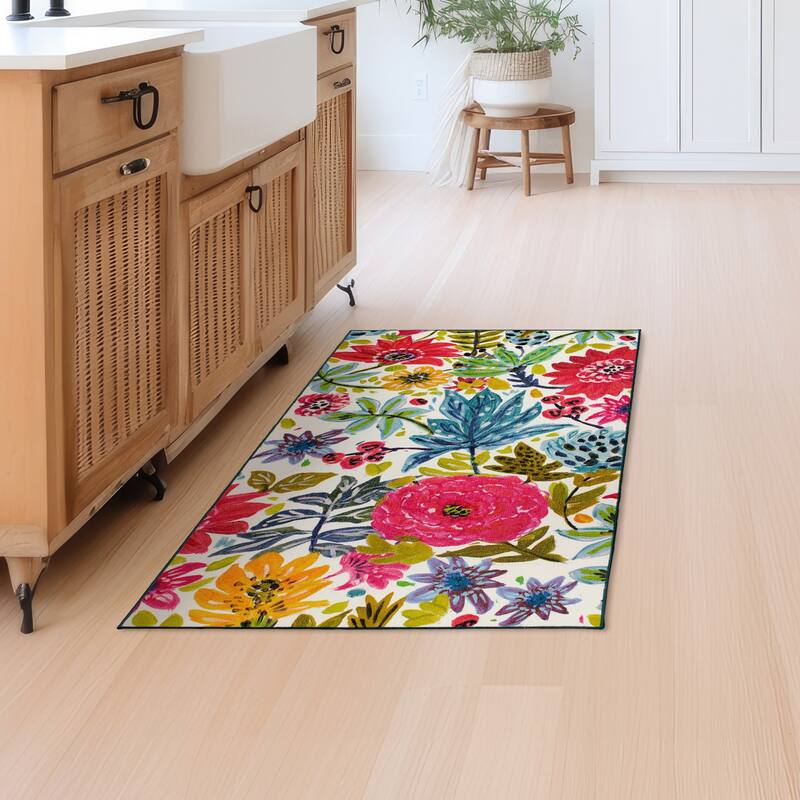 My Magic Carpet Machine Washable Rug Floral Bloom Multicolor - 3' X 5'