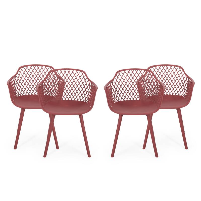 Poppy Outdoor Modern Dining Chair (Set of 4) by Christopher Knight Home - Red