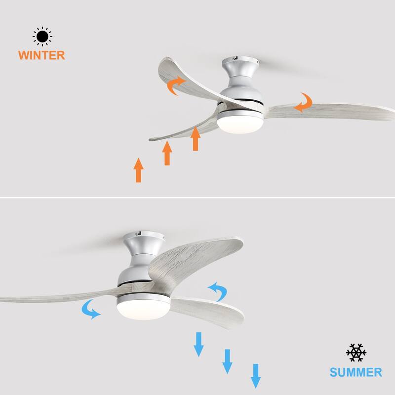 52" Low Profile Smart Ceiling Fan with LED Light, Remote or Phone APP Control,Black with Walnut Blades