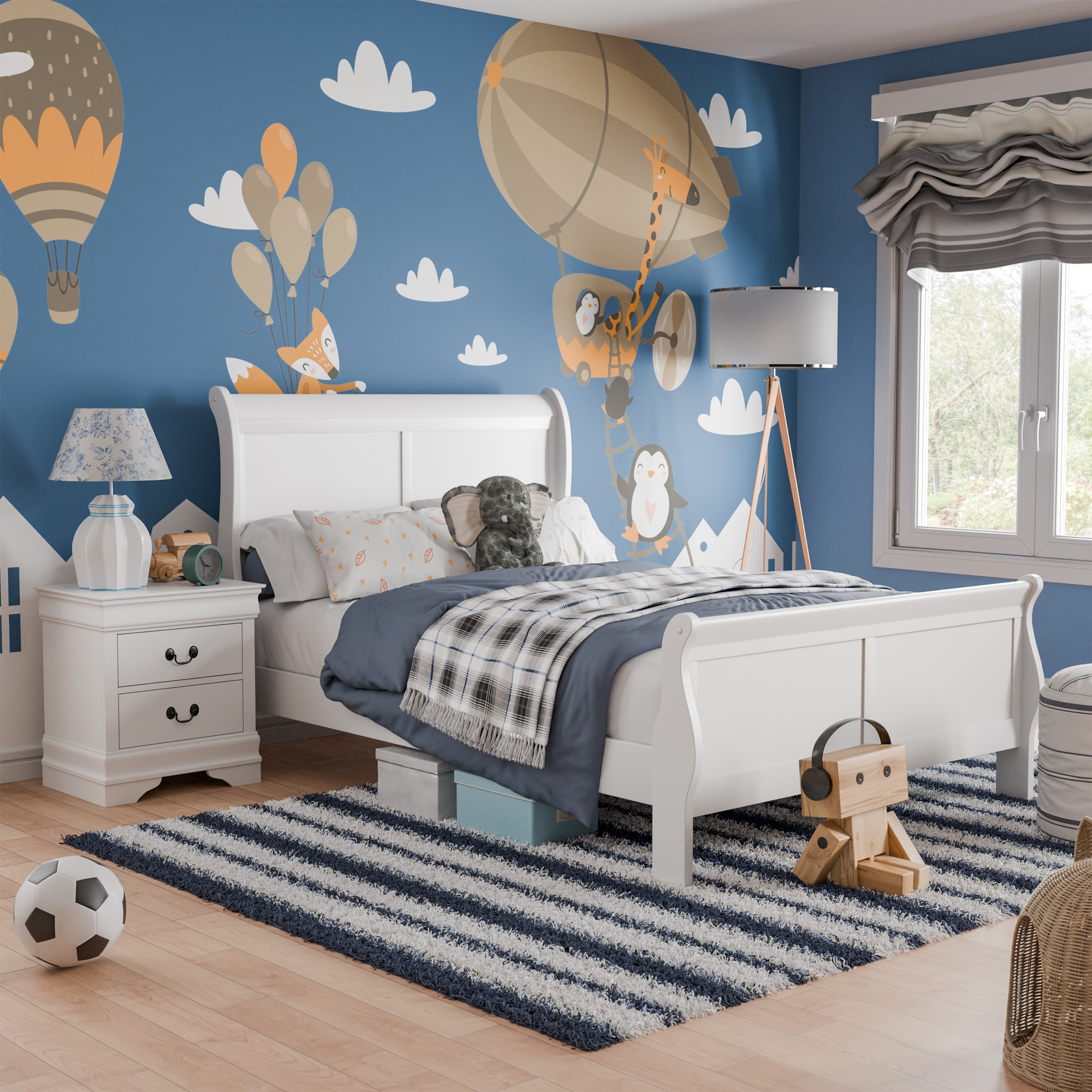 Furniture of America Mayday Modern Solid Wood 2-Piece Sleigh Bedroom Set
