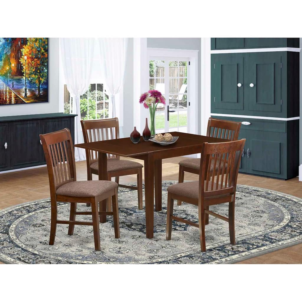 5-Piece Mahogany Finish Solid Wood Top - Dining Room Set (Seats- 4)