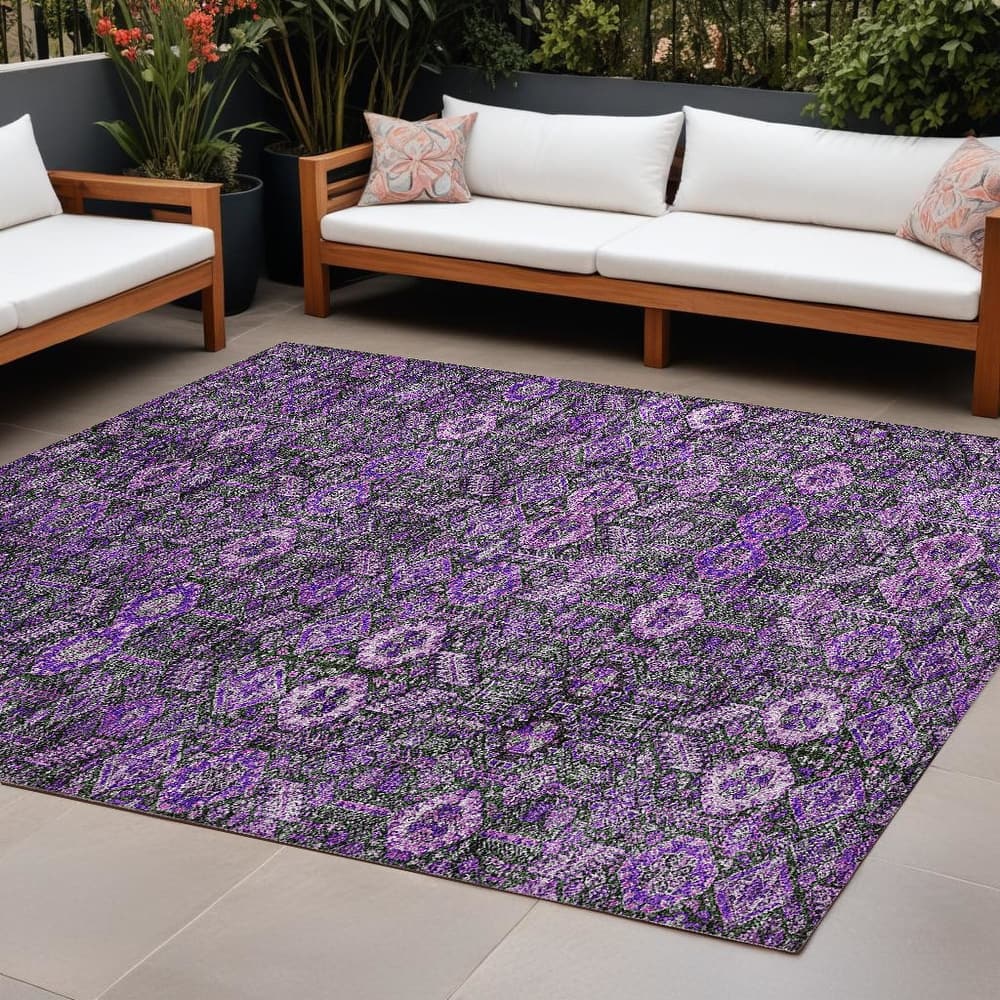 Nax Lush Floral Weather Resistant Classic Meets Modern Outdoor Rug