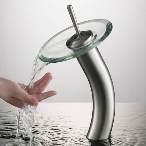 KRAUS Waterfall Vessel Bathroom Faucet Satin Nickel