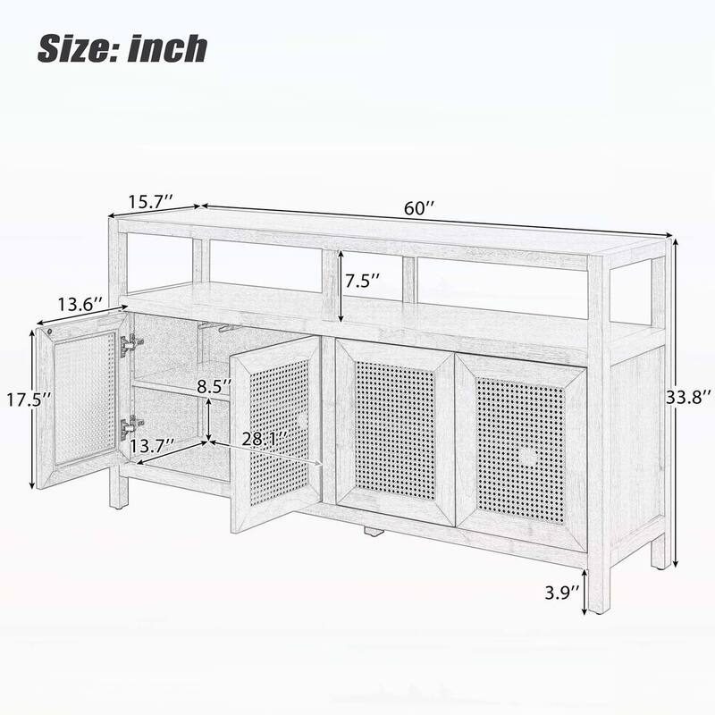 Exquisite Storage Cabinet with Wood Frame and Adjustable Shelves