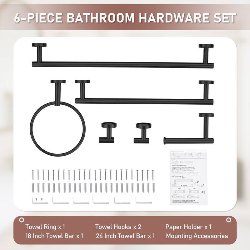 WOWOW 6-Piece Bath Hardware Set with Mounting Hardware