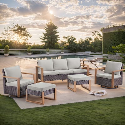 Gymojoy All-Weather Outdoor Sofa Swivel Chair Ottoman Sets