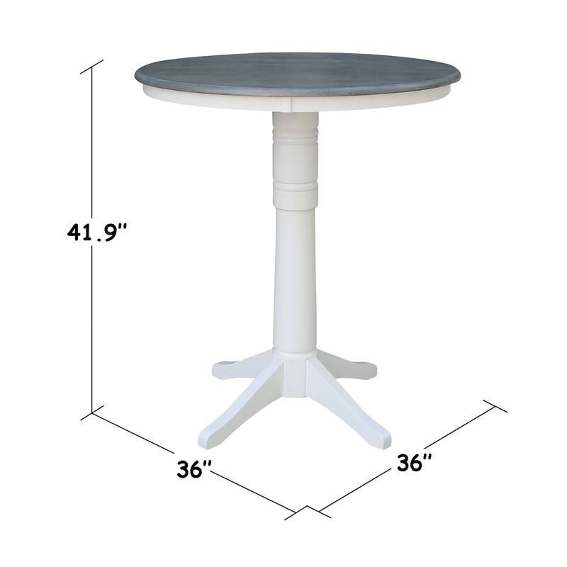 36" Round Top Pedestal Table - White/Heather Gray - N/A