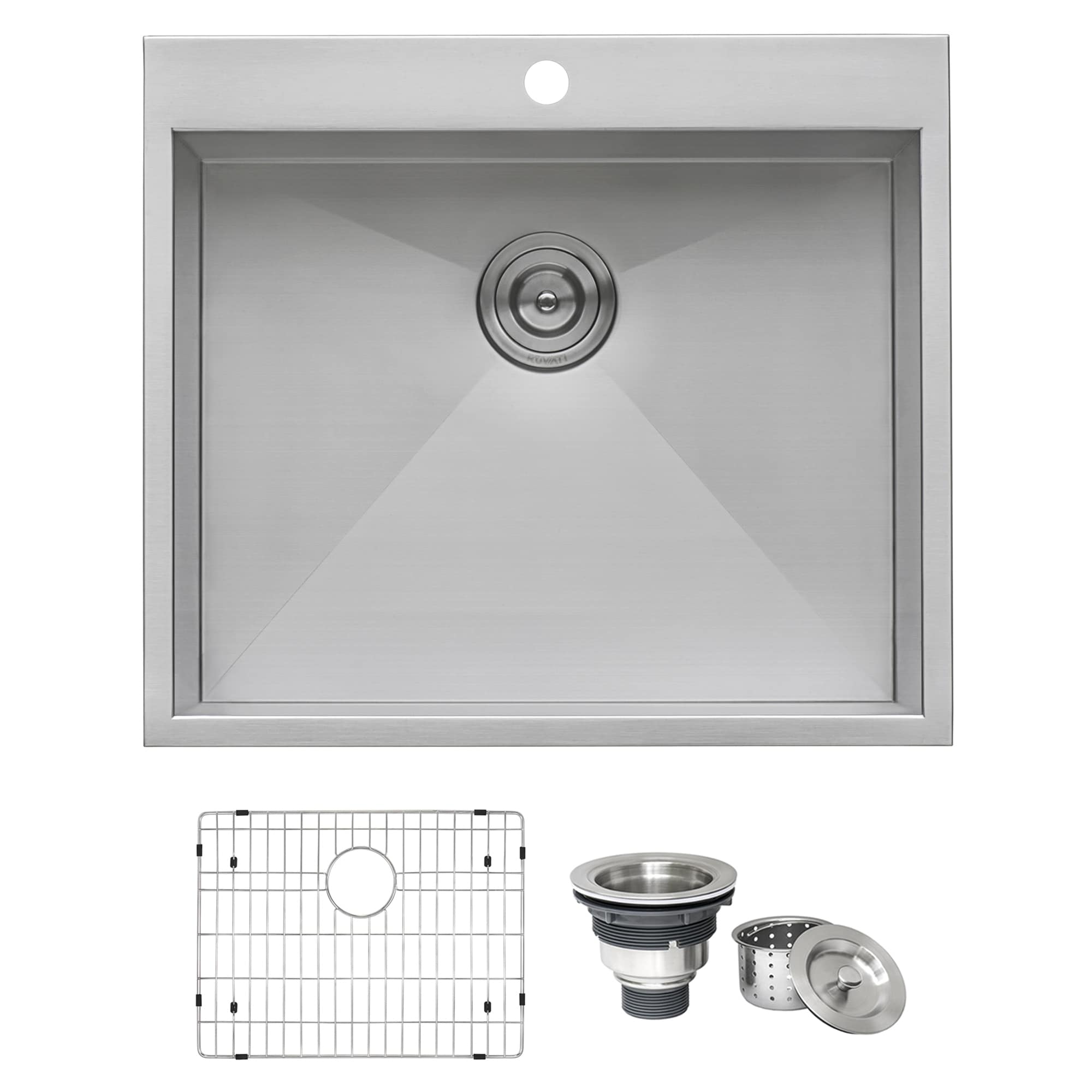 Ruvati 25" Drop-in Topmount 16 Gauge Stainless Steel Single Bowl Kitchen Sink - RVH8010 - 25" X 22"