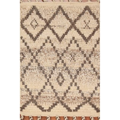 Trellis Moroccan Indian Rug Hand-Knotted Wool Carpet - 2'0"x 3'0"