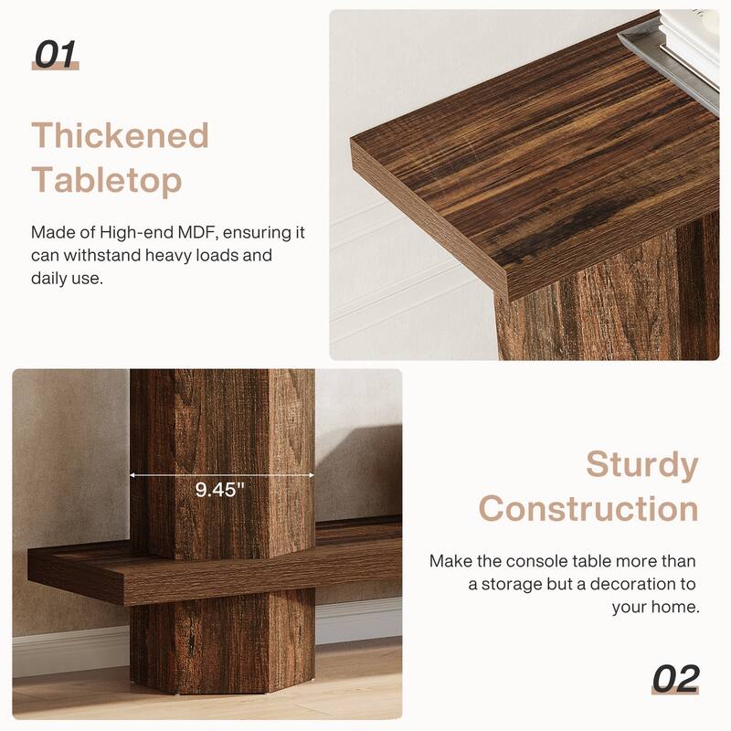 71'' Long Console Table for Entryway, Wood Sofa Table Behind Couch