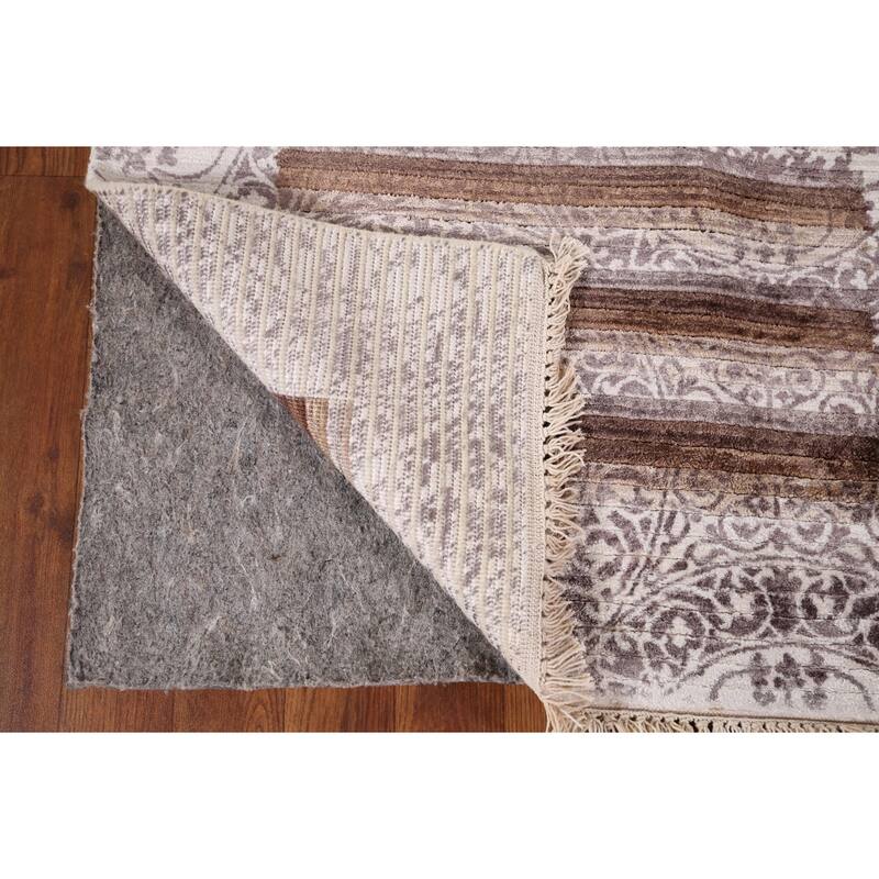 Striped Abstract Foyer Rug Hand-Knotted Wool Carpet - 2'8" x 4'9"