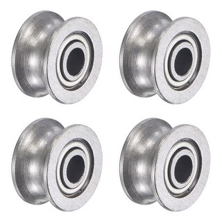 Uxcell Sliding Door Roller U Groove – 32mm Diameter, 6.4mm Shaft Hole, Bearing Steel, Gold Galvanized, 4-Pack