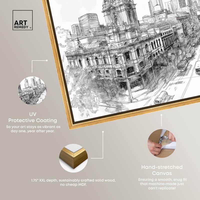 Collins Street Sketch Canvas by Art Remedy