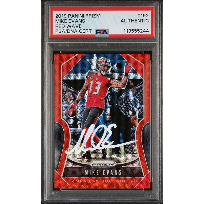 Mike Evans 2019 Panini Prizm Red Wave Signed Card #192 Auto Graded PSA 86/149 - 8' x 11'