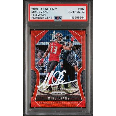 Mike Evans 2019 Panini Prizm Red Wave Signed Card #192 Auto Graded PSA 86/149 - 8' x 11'