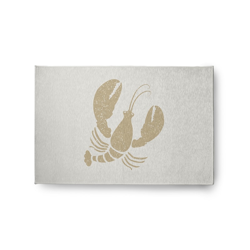 Lobster Nautical Chenille Rug - White and White - 2' x 3'