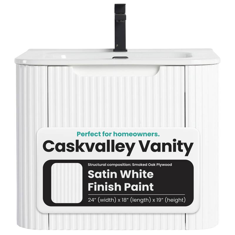 Caskvalley Modern Bathroom Vanity with Straight Fluted Design - Sink Included