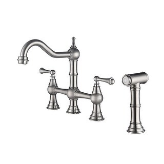 Modern Matte Kitchen Sink Faucet With Double Handle, Brushed ...