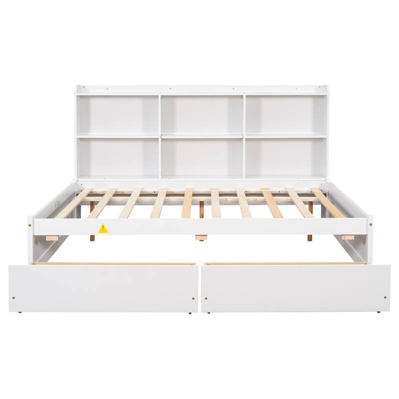 Bed with Side Bookcase, Drawers