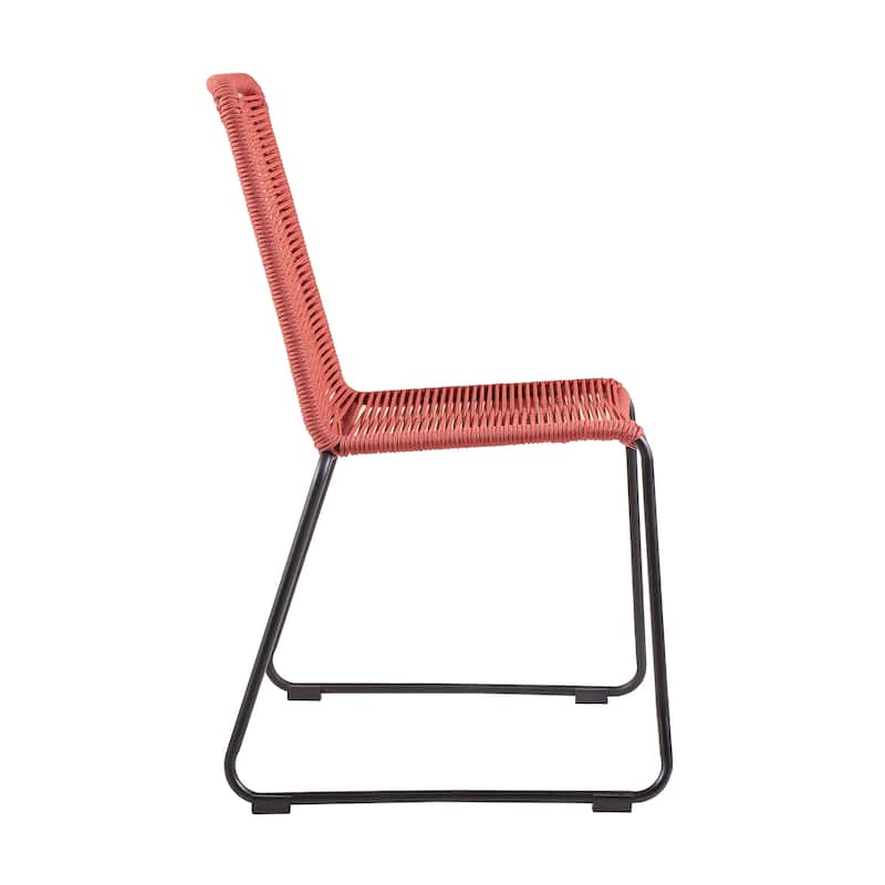 Shasta Metal and Rope Outdoor Patio Stackable Dining Chairs - Set of 2