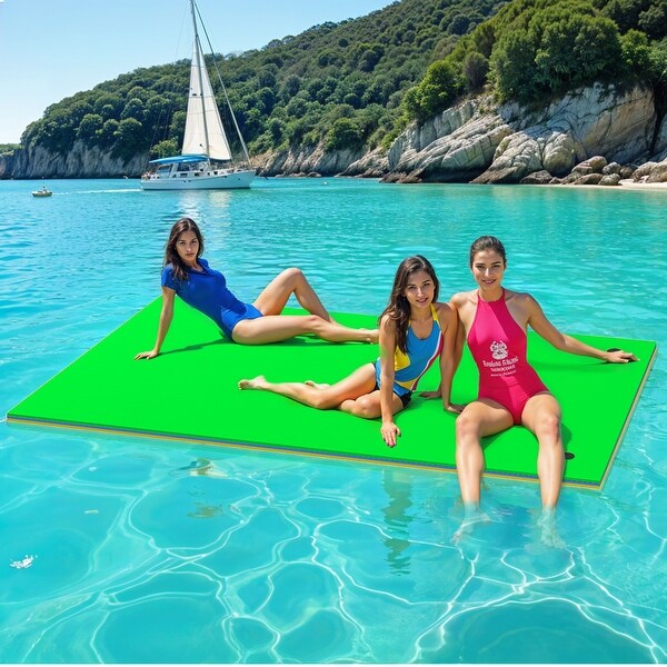 3 Layer Green Outdoor Floating Water Pad Foam Mat 9'x6'Tear Proof