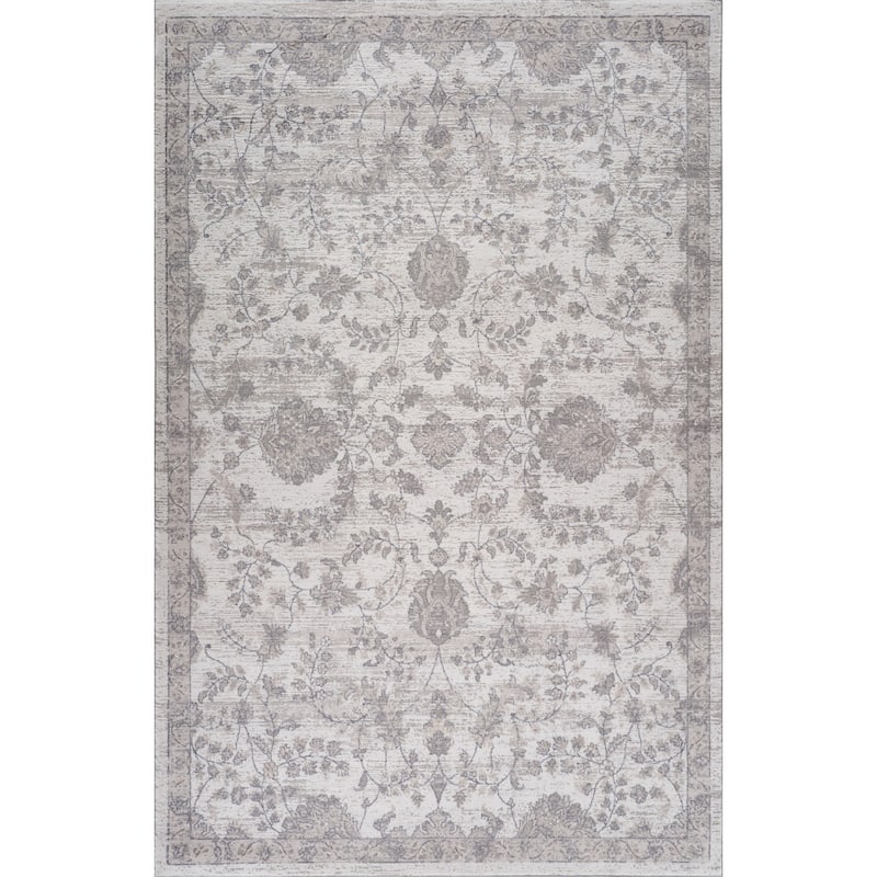Bihi Distressed Floral Traditional Stain Resistant Woven Area Rug By HomeRoots