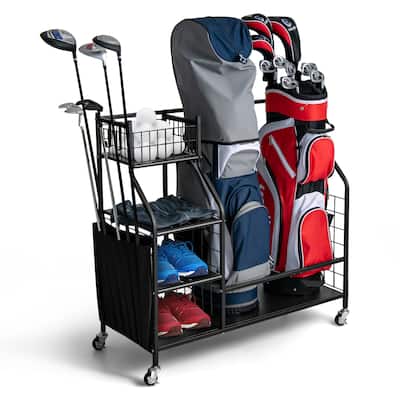 Costway Extra Large Golf Bag Storage Rack for Garage Fits 2 Golf Bags - See Details