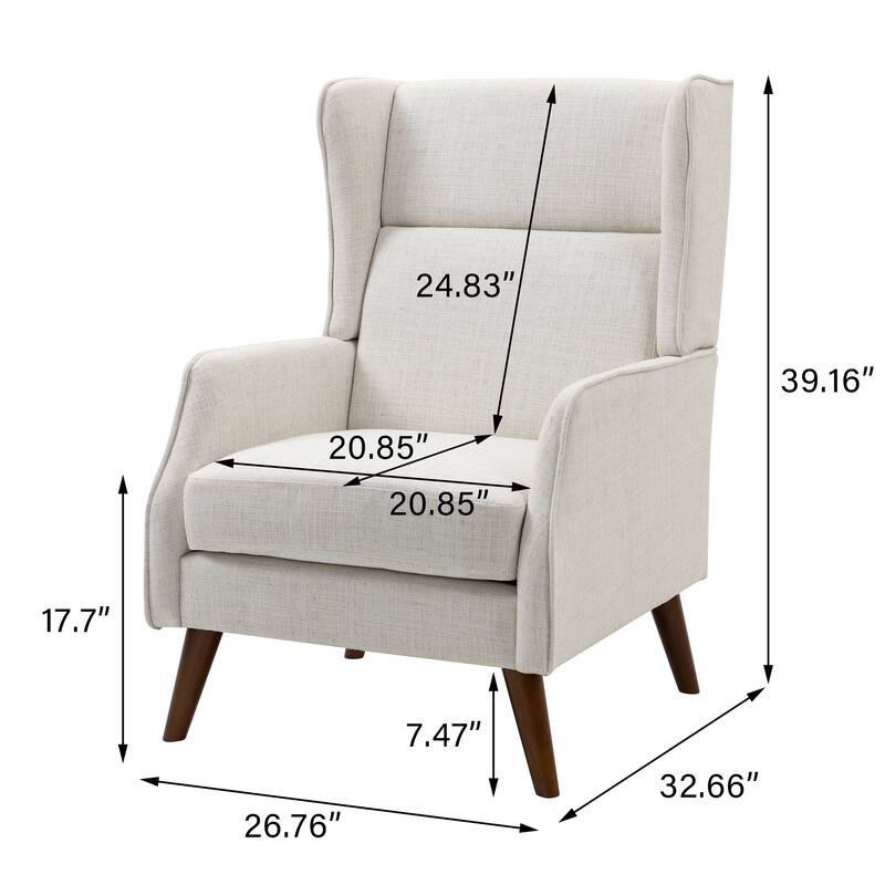 Set of 2 Upholstered Modern Accent Chair Living Room Armchairs