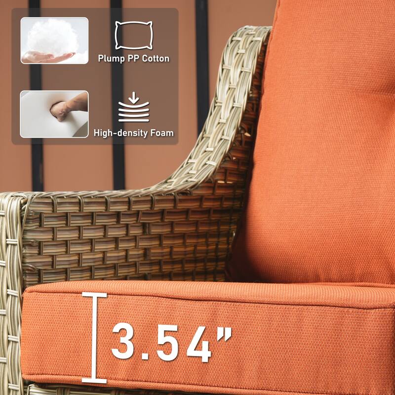 HOOOWOOO 5-piece Rattan Wicker Outdoor Conversation Set with Swivel Chair and Coffee Table