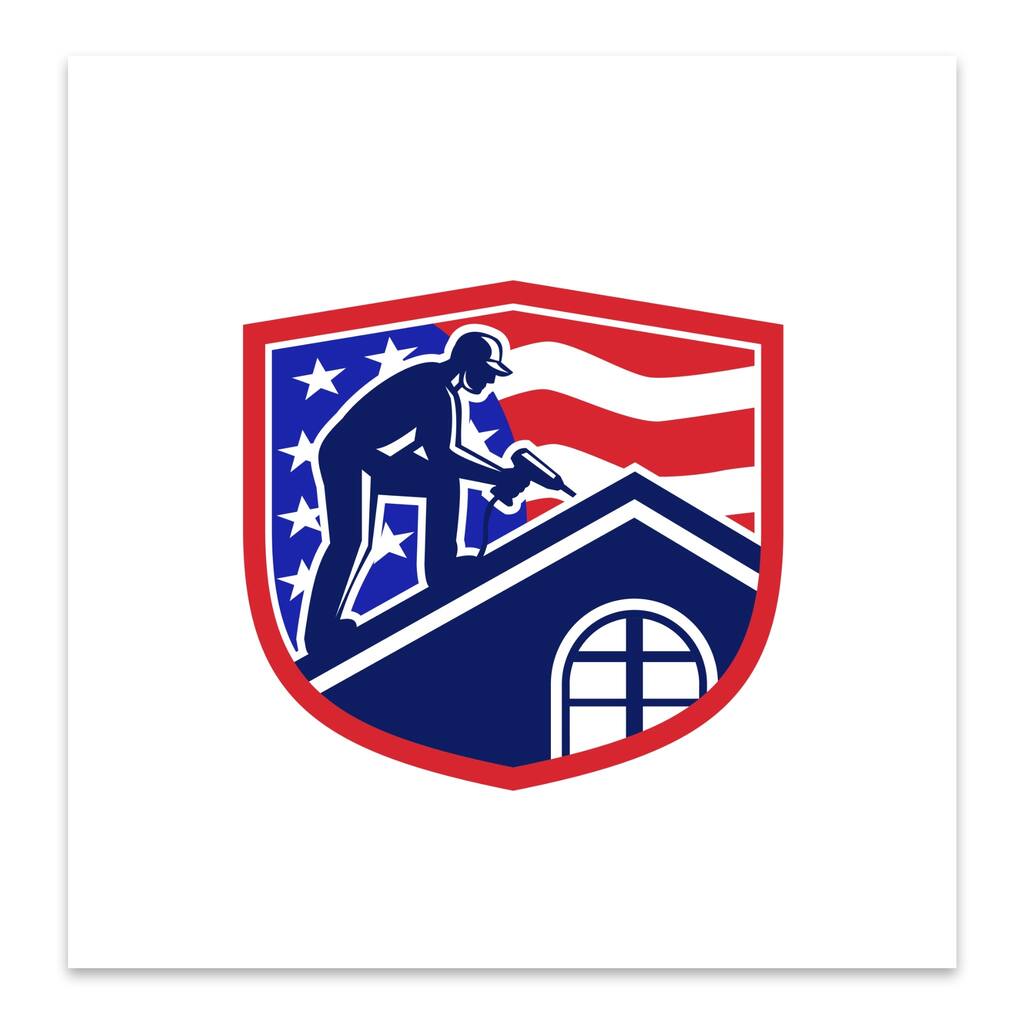 American Construction Flags Football Metal Wall Art Print