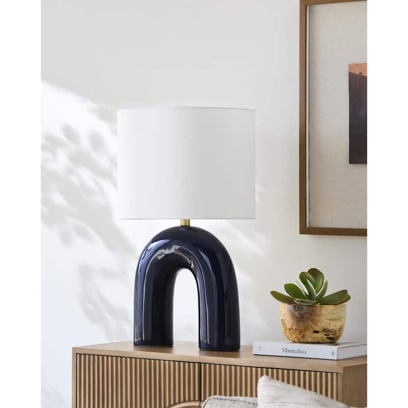 Livabliss Calvert Traditional Accent Table Lamp - 24"H x 15"W x 11"D - Navy