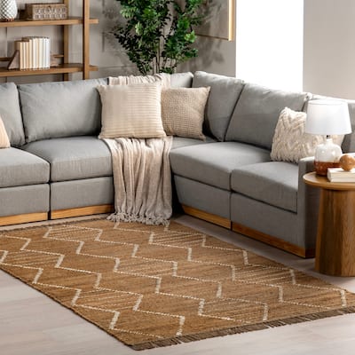 Nuloom Imaan Raised Geometric Jute Tasseled Area Rug