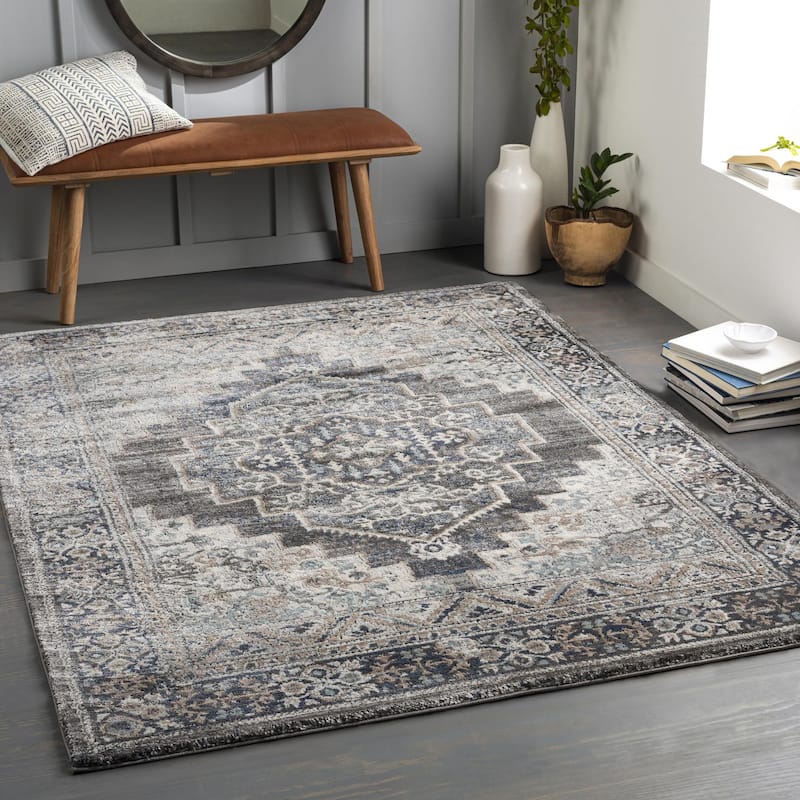 Rebecca Traditional Area Rug - 3' 11" x 5' 7" - Charcoal