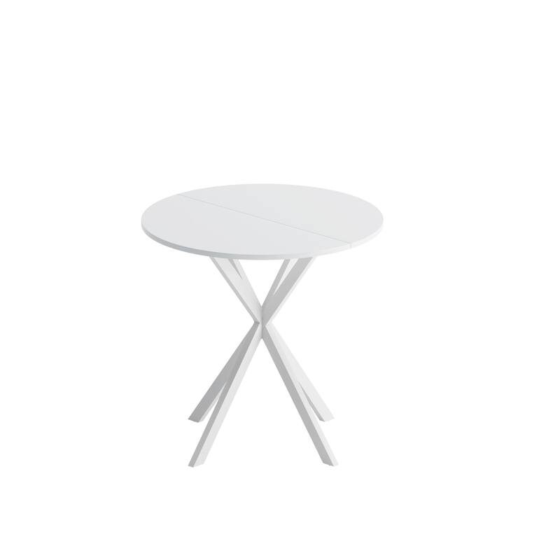 Modern Cross Leg Round Dining Table with Matte Finish Iron Legs